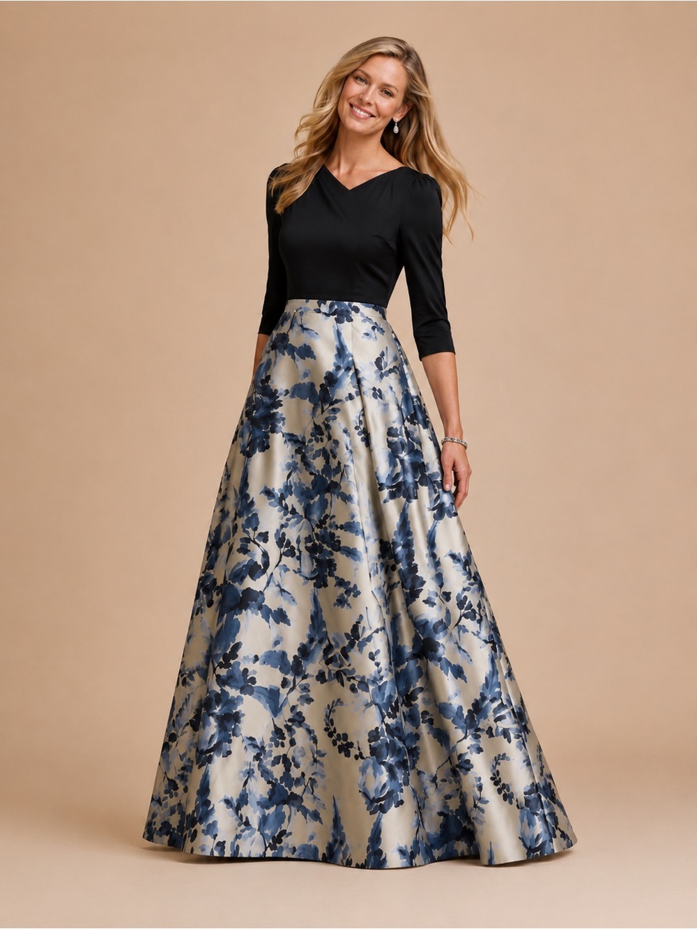 Kay Unger | Formal Floral A-Line Ball Gown Wedding Mother Of Bride Dress ~ 6